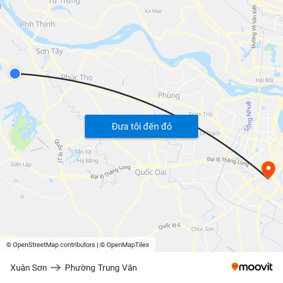 Xuân Sơn to Phường Trung Văn map