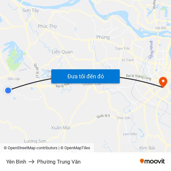 Yên Bình to Phường Trung Văn map