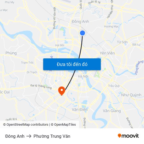 Đông Anh to Phường Trung Văn map