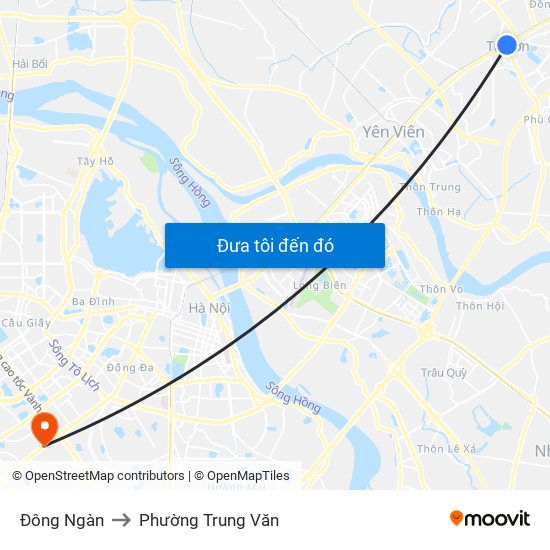 Đông Ngàn to Phường Trung Văn map