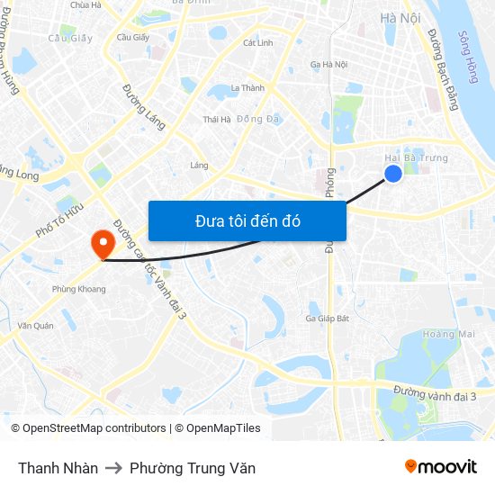 Thanh Nhàn to Phường Trung Văn map