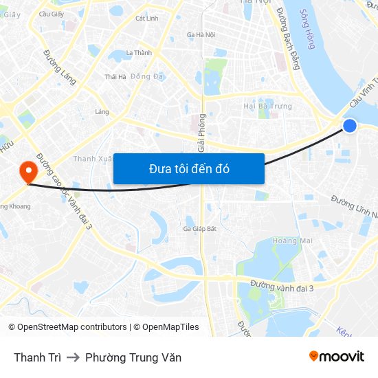 Thanh Trì to Phường Trung Văn map