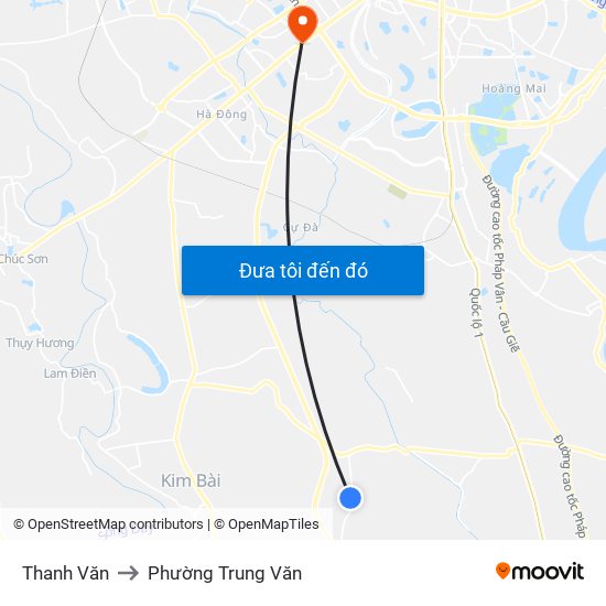 Thanh Văn to Phường Trung Văn map
