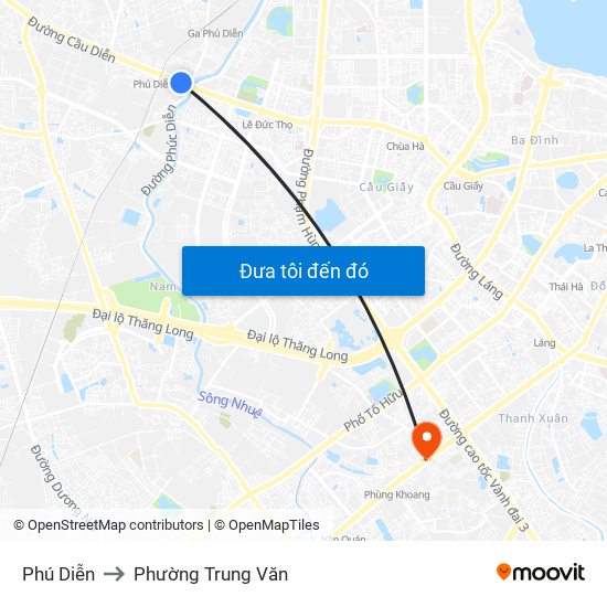 Phú Diễn to Phường Trung Văn map