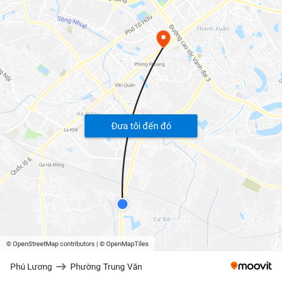 Phú Lương to Phường Trung Văn map