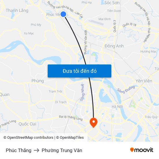 Phúc Thắng to Phường Trung Văn map