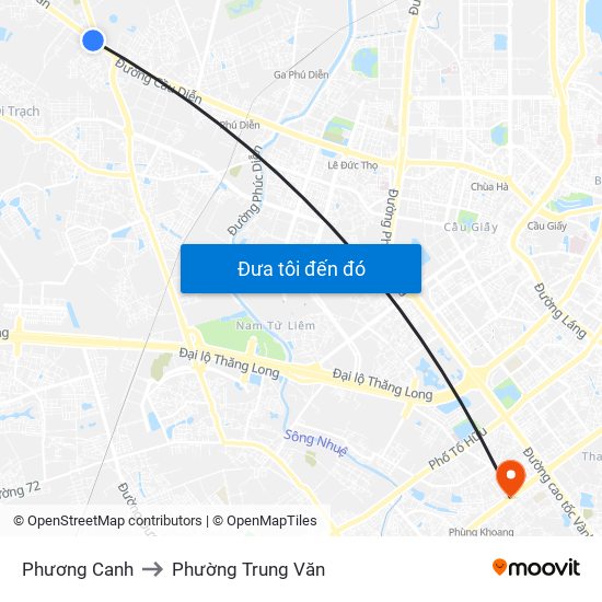 Phương Canh to Phường Trung Văn map