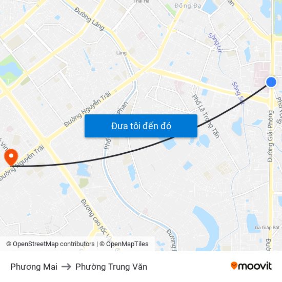 Phương Mai to Phường Trung Văn map