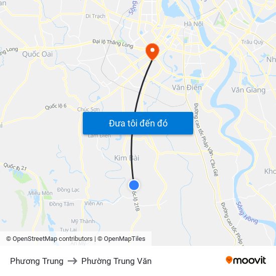 Phương Trung to Phường Trung Văn map