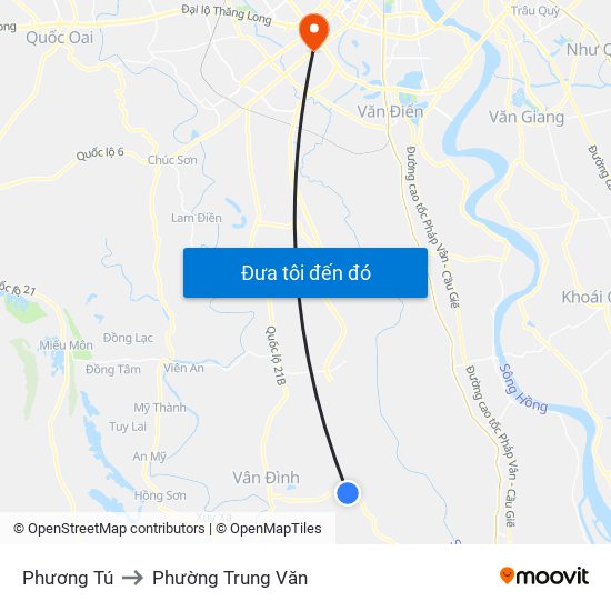 Phương Tú to Phường Trung Văn map