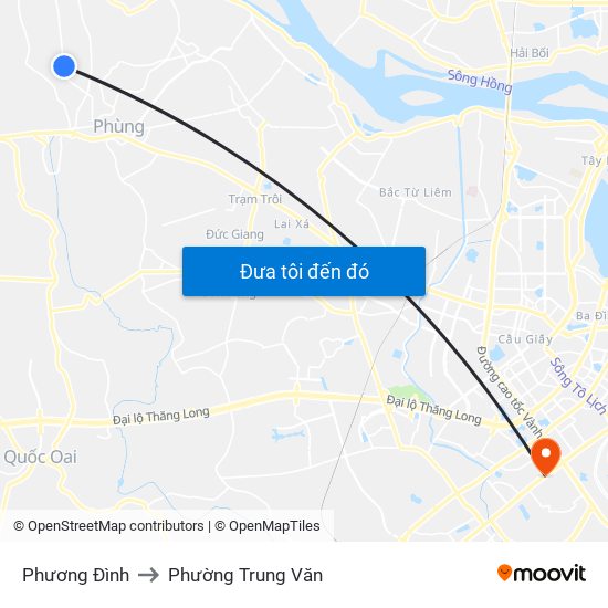 Phương Đình to Phường Trung Văn map