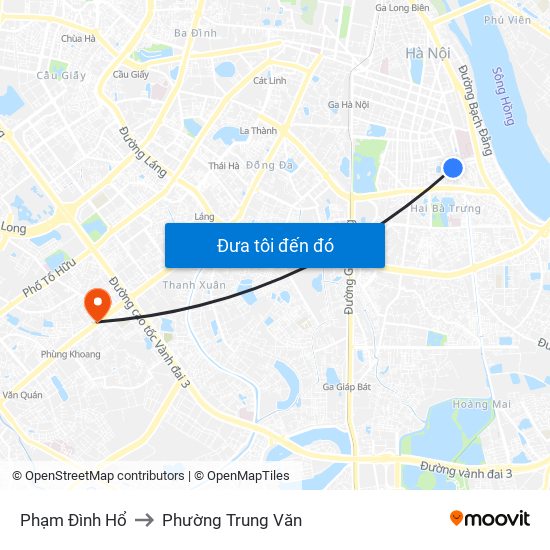 Phạm Đình Hổ to Phường Trung Văn map