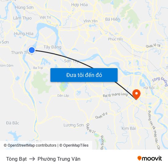 Tòng Bạt to Phường Trung Văn map