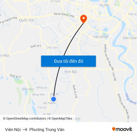Viên Nội to Phường Trung Văn map