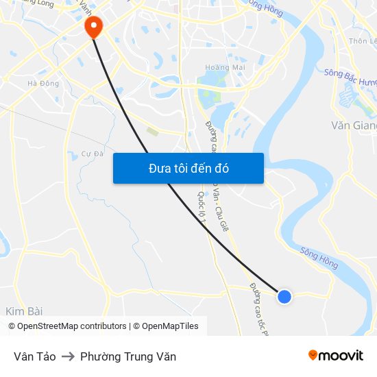 Vân Tảo to Phường Trung Văn map