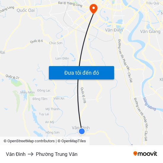 Vân Đình to Phường Trung Văn map
