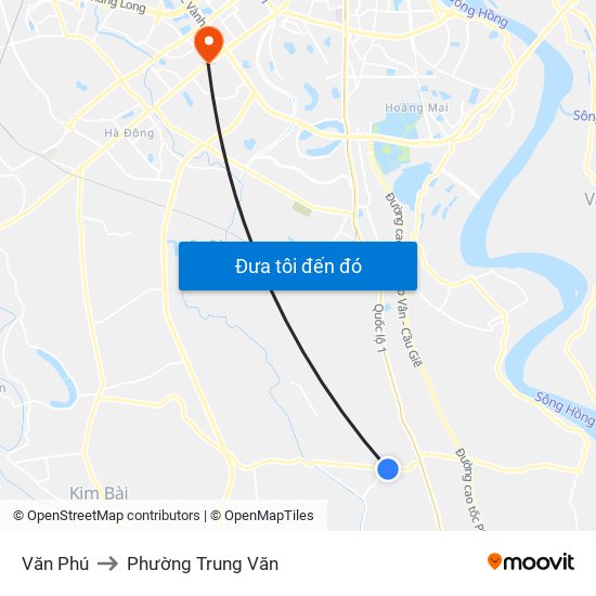 Văn Phú to Phường Trung Văn map