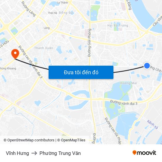 Vĩnh Hưng to Phường Trung Văn map