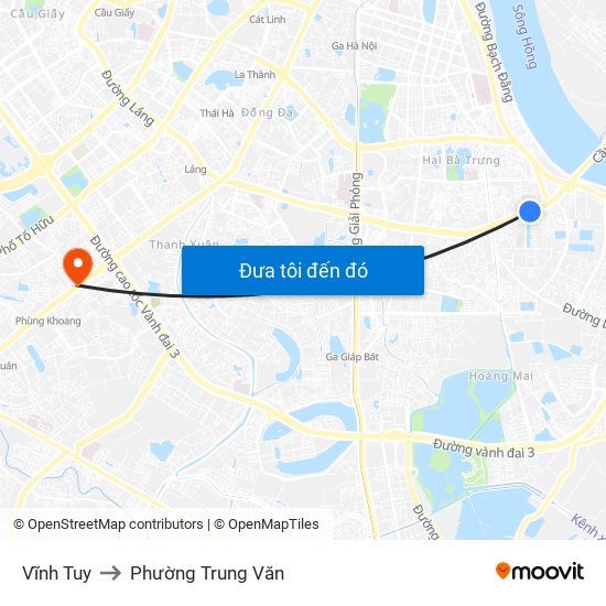 Vĩnh Tuy to Phường Trung Văn map