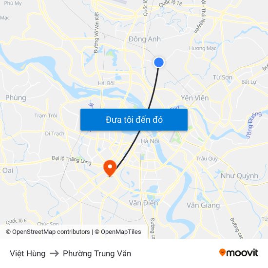 Việt Hùng to Phường Trung Văn map