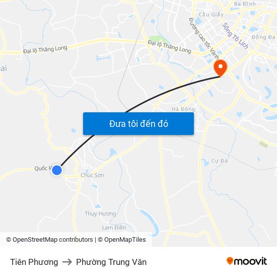 Tiên Phương to Phường Trung Văn map