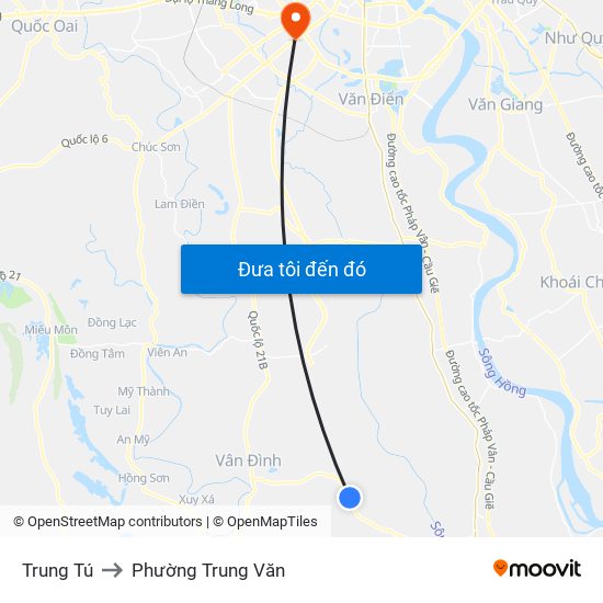 Trung Tú to Phường Trung Văn map