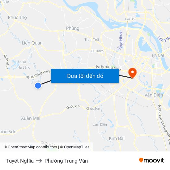 Tuyết Nghĩa to Phường Trung Văn map