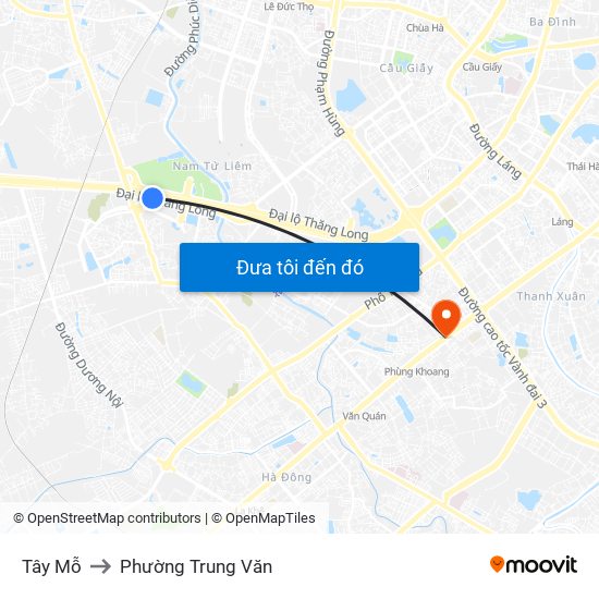 Tây Mỗ to Phường Trung Văn map