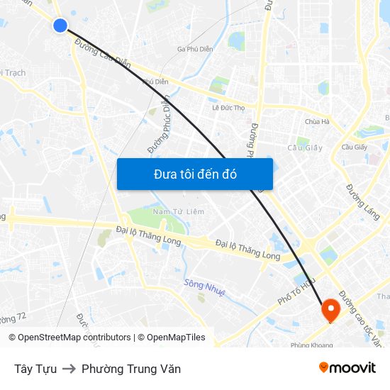 Tây Tựu to Phường Trung Văn map