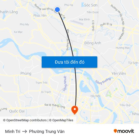 Minh Trí to Phường Trung Văn map
