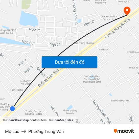 Mộ Lao to Phường Trung Văn map