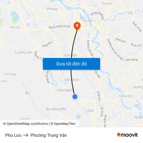 Phù Lưu to Phường Trung Văn map