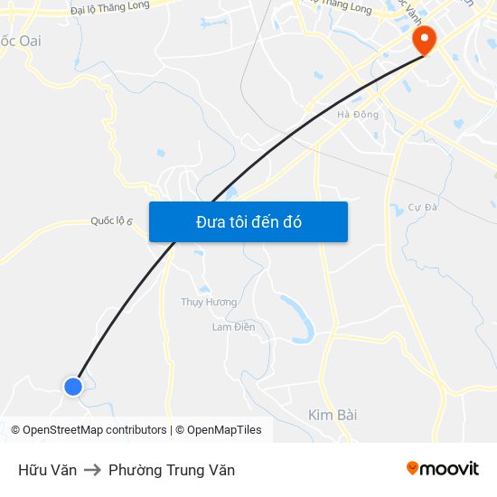 Hữu Văn to Phường Trung Văn map