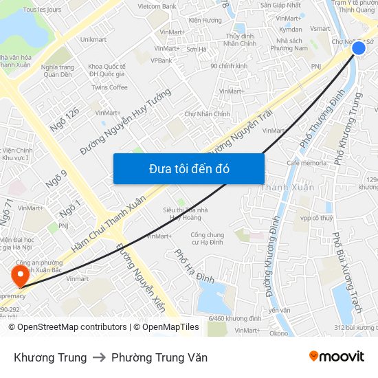 Khương Trung to Phường Trung Văn map