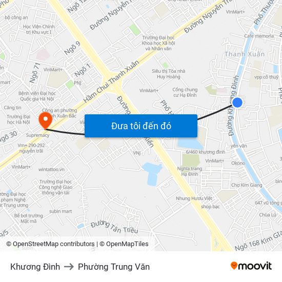 Khương Đình to Phường Trung Văn map