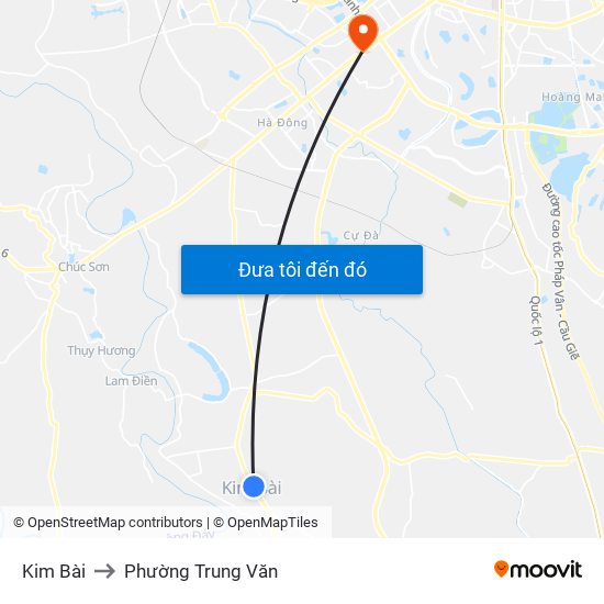 Kim Bài to Phường Trung Văn map