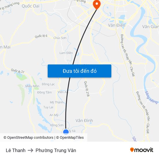 Lê Thanh to Phường Trung Văn map