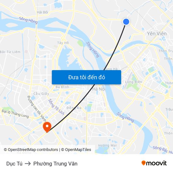 Dục Tú to Phường Trung Văn map