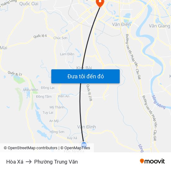 Hòa Xá to Phường Trung Văn map
