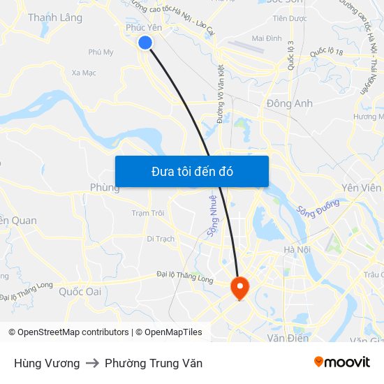 Hùng Vương to Phường Trung Văn map