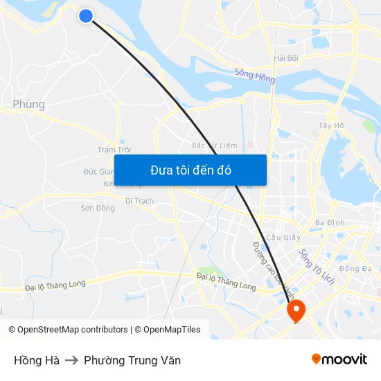 Hồng Hà to Phường Trung Văn map