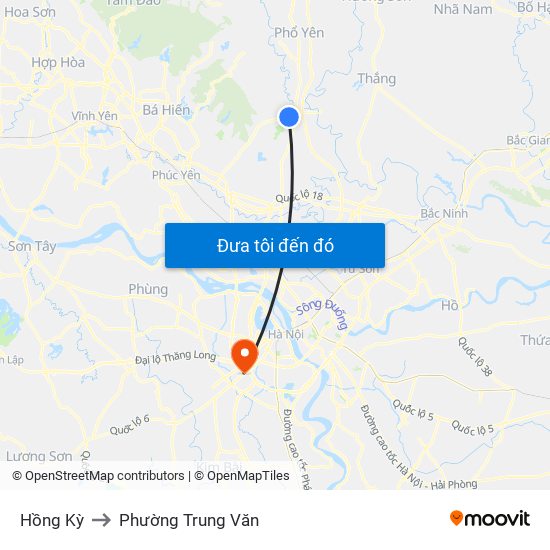 Hồng Kỳ to Phường Trung Văn map