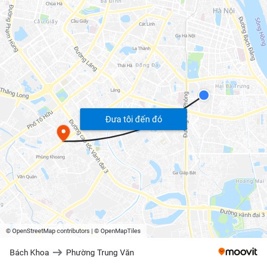 Bách Khoa to Phường Trung Văn map