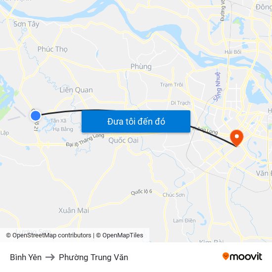 Bình Yên to Phường Trung Văn map