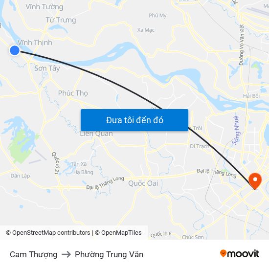 Cam Thượng to Phường Trung Văn map