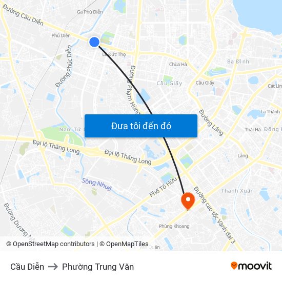 Cầu Diễn to Phường Trung Văn map