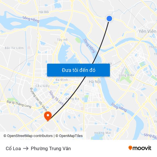 Cổ Loa to Phường Trung Văn map