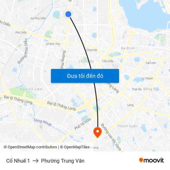 Cổ Nhuế 1 to Phường Trung Văn map