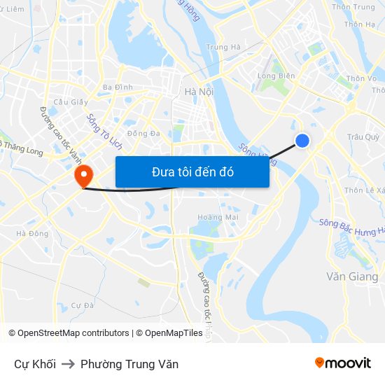 Cự Khối to Phường Trung Văn map