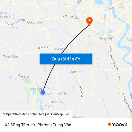Xã Đồng Tâm to Phường Trung Văn map